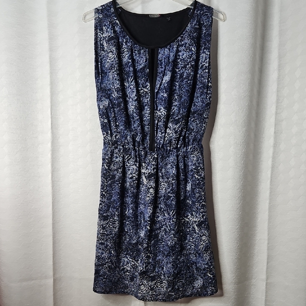FYLO Navy and White Floral Midi Dress